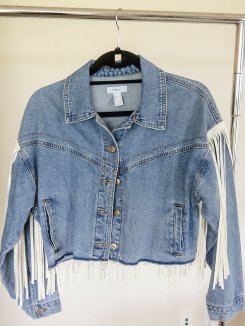 Forever 21 Fringe Jean Jacket